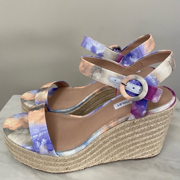 Chelsea & Violet Shoes - Chelsea & Violet Tie Dye Espadrille Wedges